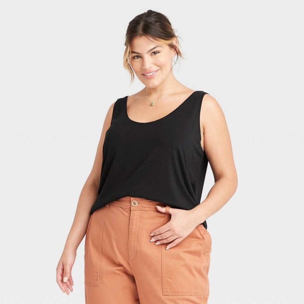 Women's Plus Size Tank Top - A New Day Black 4X